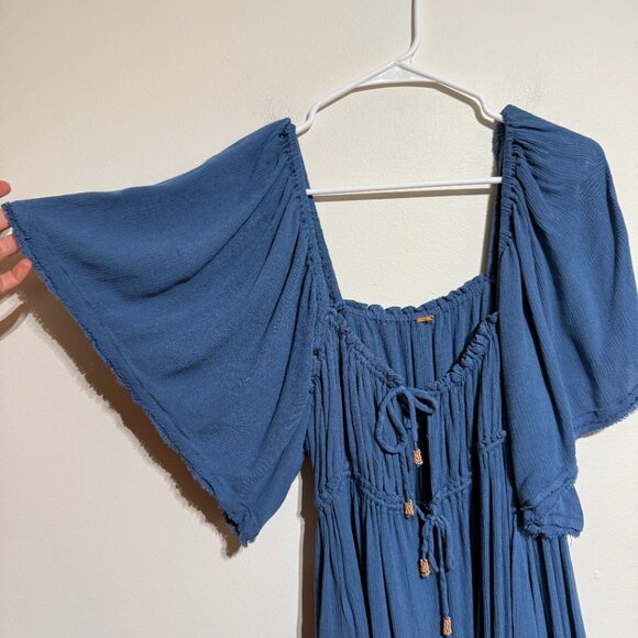 Free People Like Never Before Flowy Blue Dress Tunic, Medium - Picture 3 of 5